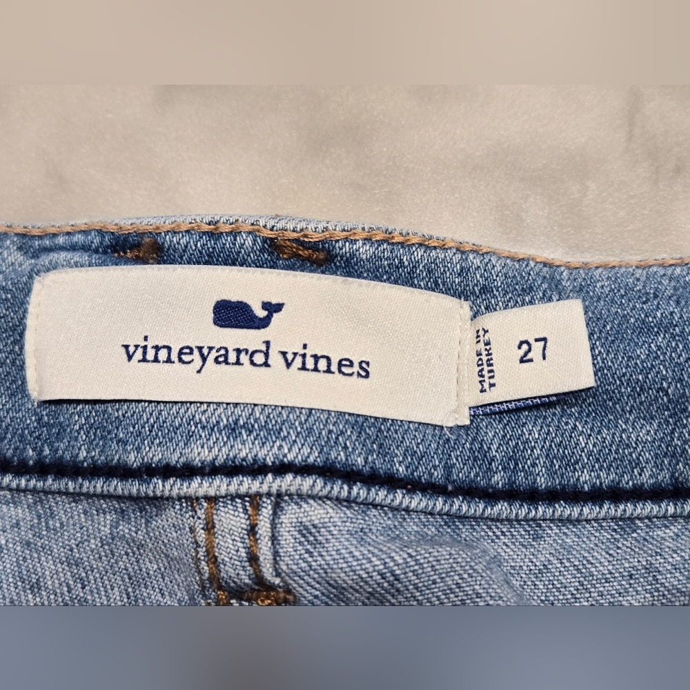 Vineyard Vines Blue Jean Shorts with Red Stripe Size 27 - Picture 8 of 9